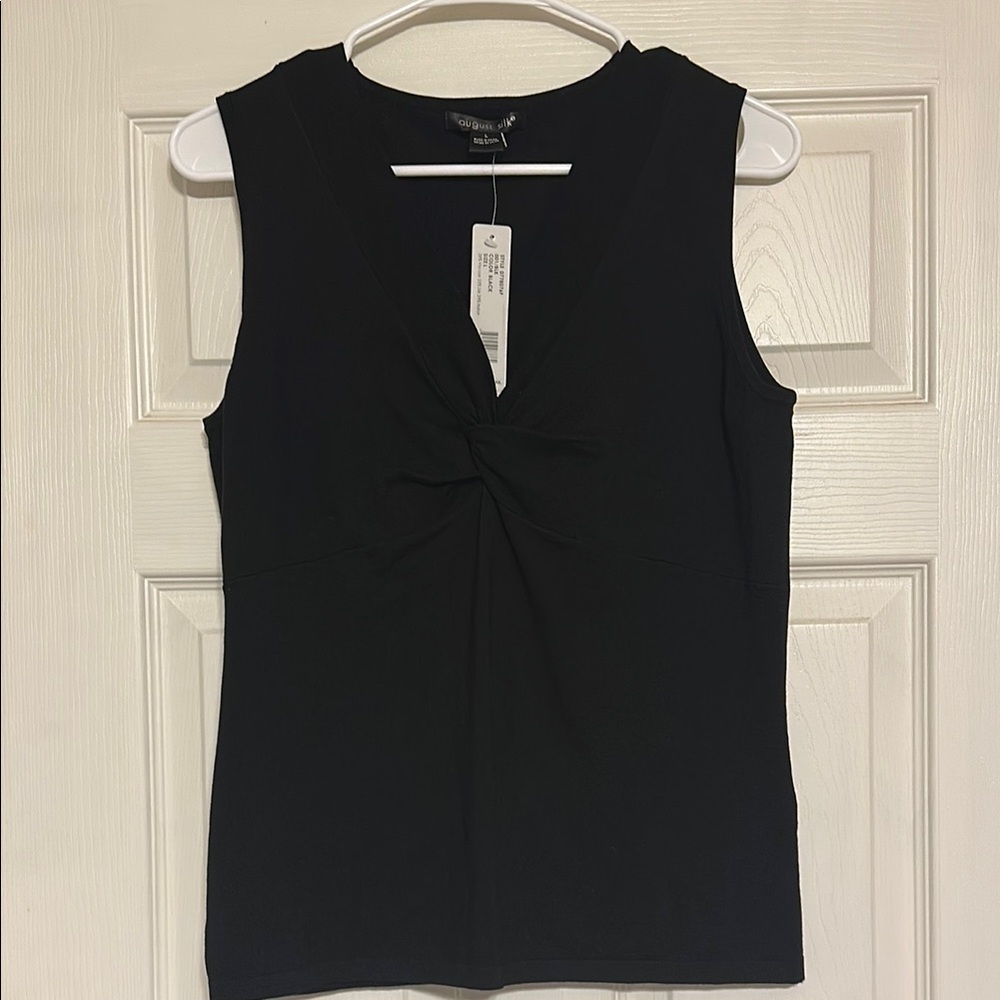 August Silk Black Fitted Sleeveless Tank Top